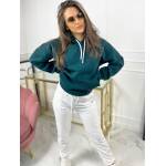 Bluza Z Kapturem Oversize Butelkowa Zieleń Femme - obrazek 2