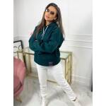 Bluza Z Kapturem Oversize Butelkowa Zieleń Femme - obrazek 3