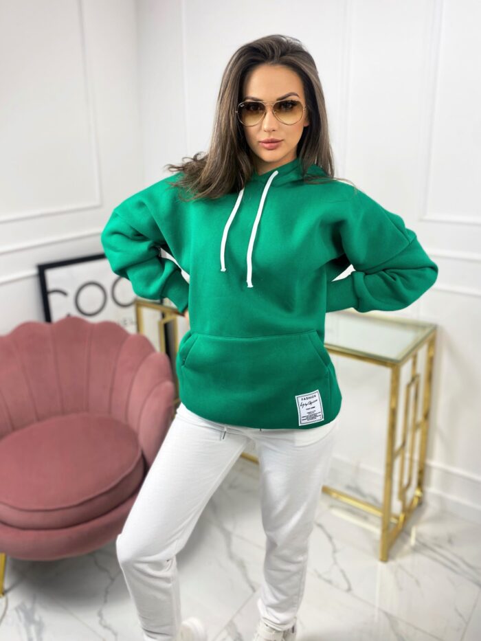 Bluza Z Kapturem Oversize Zielona Femme
