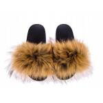 Klapki Letnie Damskie Z Futrem Naturalnym Z Jenota Camel