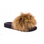 Klapki Letnie Damskie Z Futrem Naturalnym Z Jenota Camel