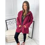 Bluza Kurtka z Bukli Oversize Bordo - obrazek 4
