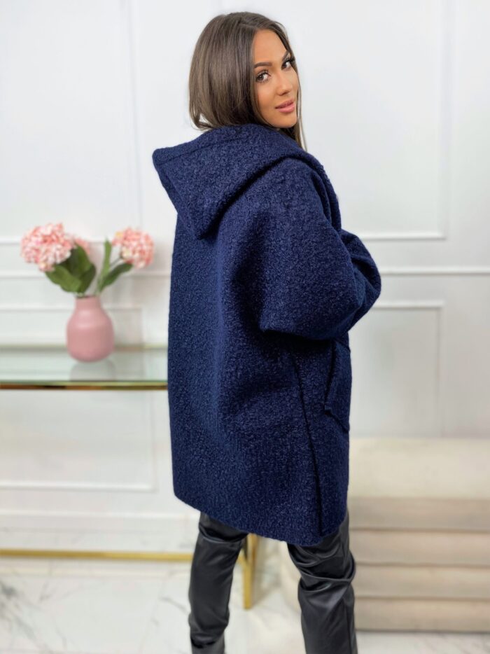 Bluza Kurtka z Bukli Oversize Granatowa - obrazek 4