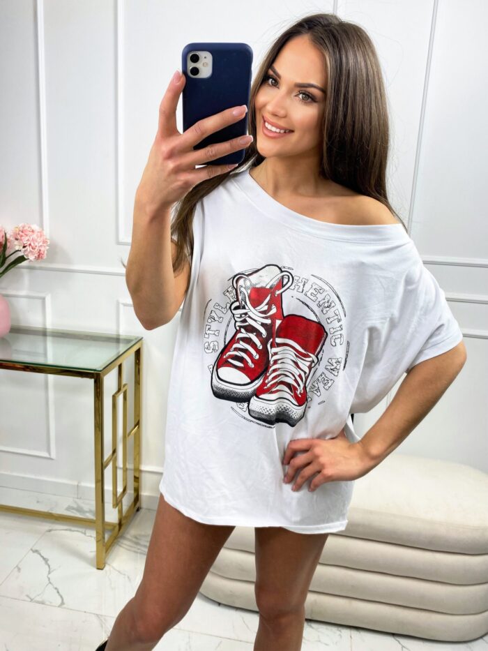 T-shirt Asymetryczny Authentic Biały - obrazek 3
