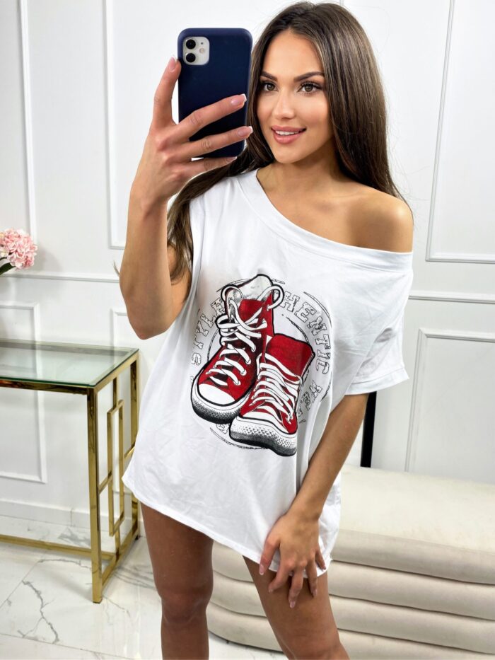 T-shirt Asymetryczny Authentic Biały