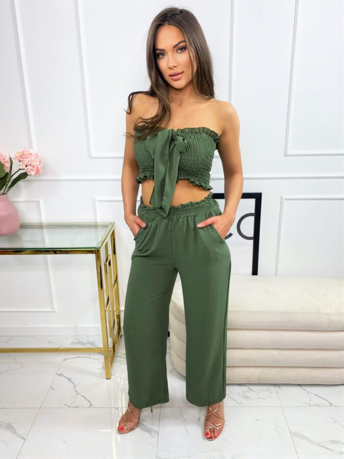 Komplet Spodnie + Top Lizella Khaki