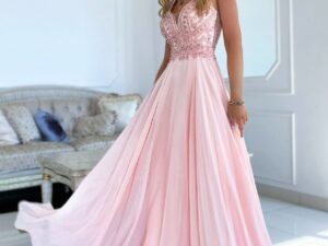 Sukienka Campari Maxi Pudrowy Róż<span> - </span>48/XXXXL