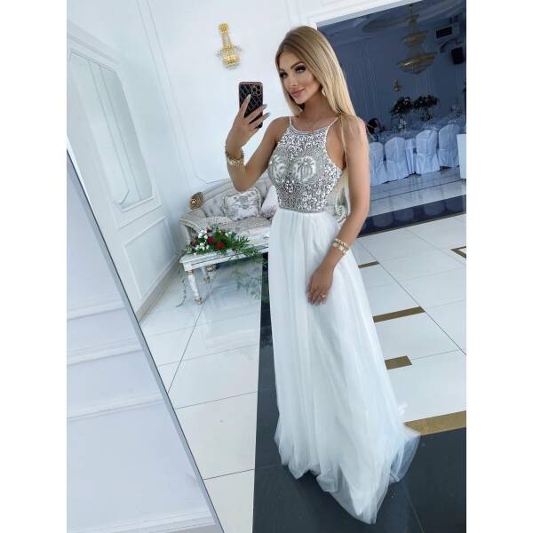 Suknia Tiulowa Crystal Premium Biała