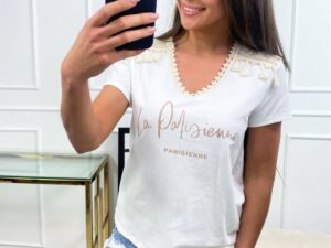 Bluzka Biała z Koronką Laparisienne