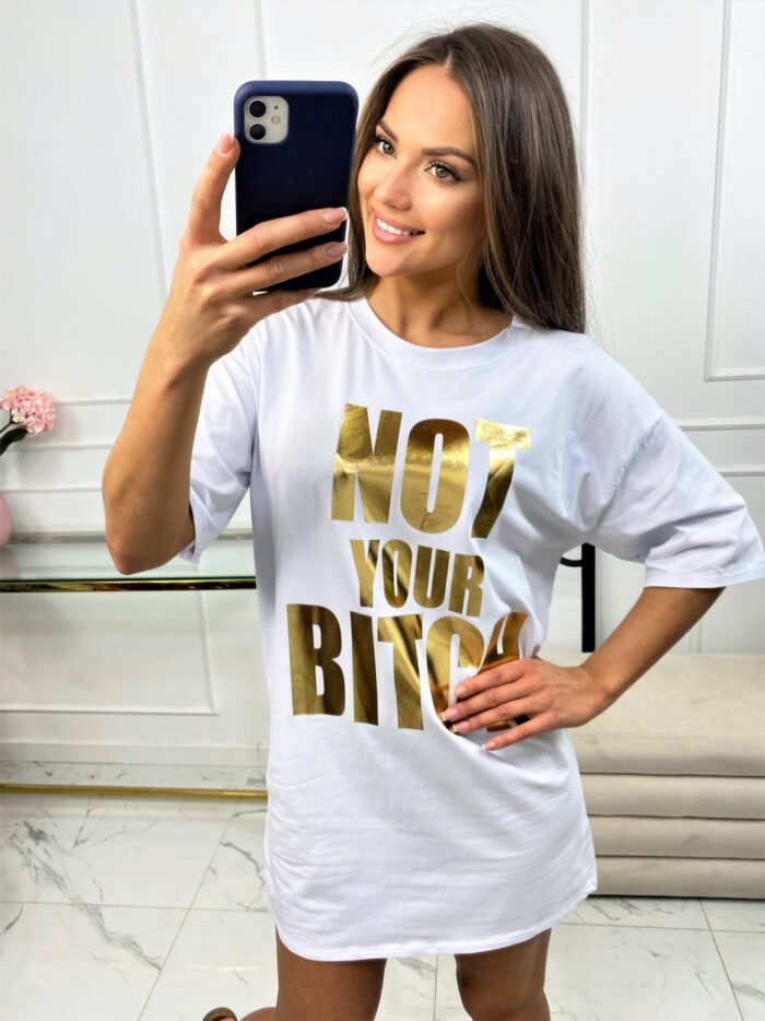 Tunika Not Your Bitch Biała - obrazek 3