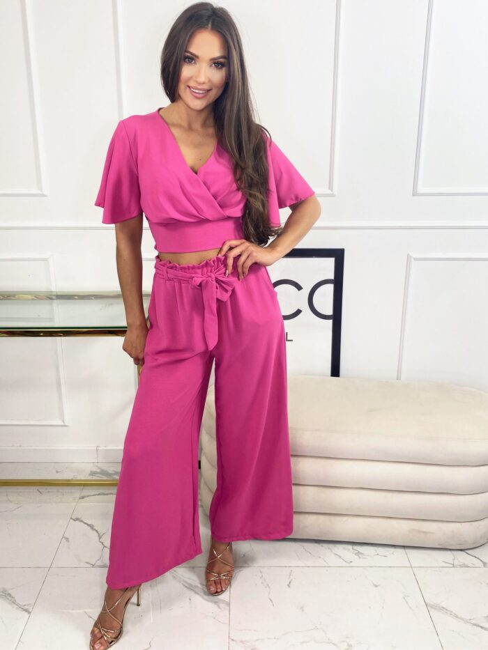 Komplet Crop Top Ze Spodniami Aruba Fuksja - obrazek 3