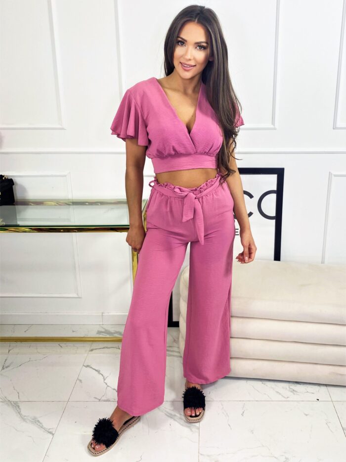 Komplet Crop Top Ze Spodniami Aruba Wrzosowy - obrazek 4