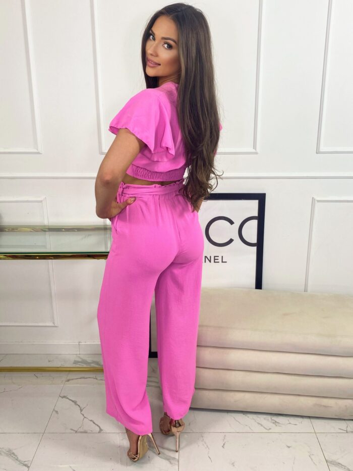 Komplet Crop Top Ze Spodniami Aruba Cukierkowy Róż - obrazek 5