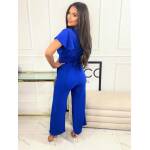 Komplet Crop Top Ze Spodniami Aruba Chabrowy - obrazek 2