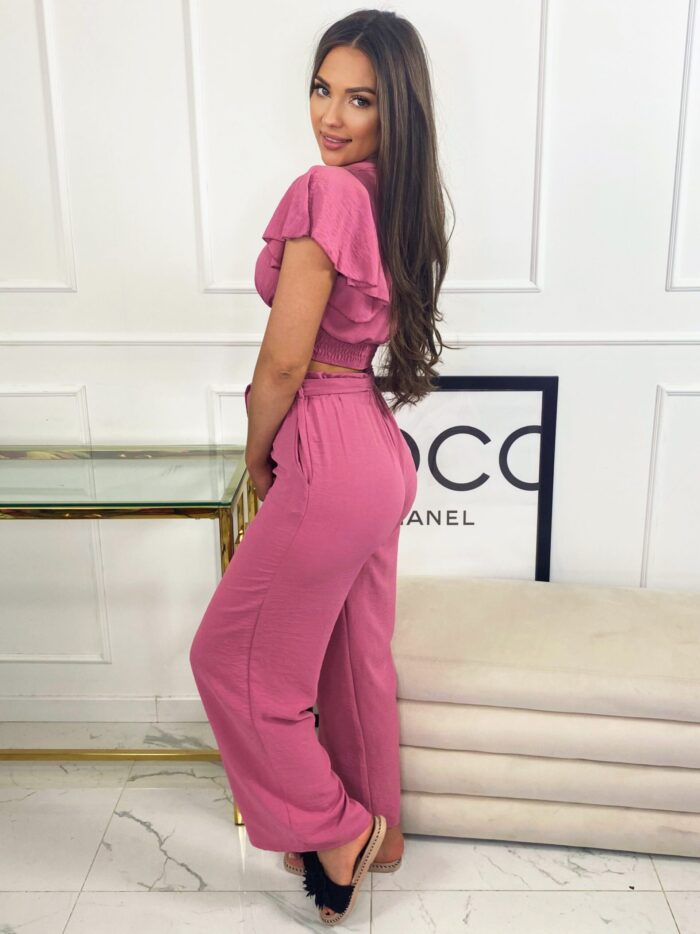 Komplet Crop Top Ze Spodniami Aruba Wrzosowy - obrazek 2