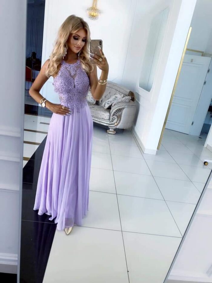 Sukienka Mercedes Długa Lilac - obrazek 3