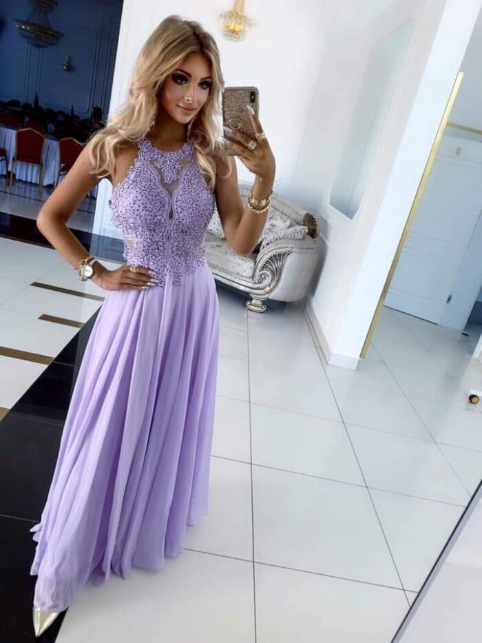 Sukienka Mercedes Długa Lilac - obrazek 4