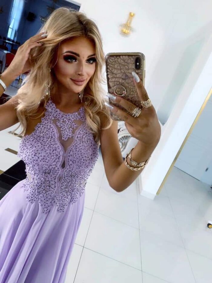 Sukienka Mercedes Długa Lilac - obrazek 5