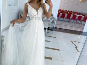 Sukienka Nela Długa Biała Ślubna<span> - </span>44/XXL