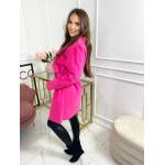 Płaszcz Fuksja Pink Długi z Flauszu - obrazek 5