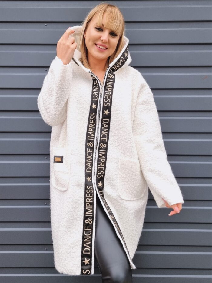Bluza Supełkowa Maxi z Kapturem Impress Biała