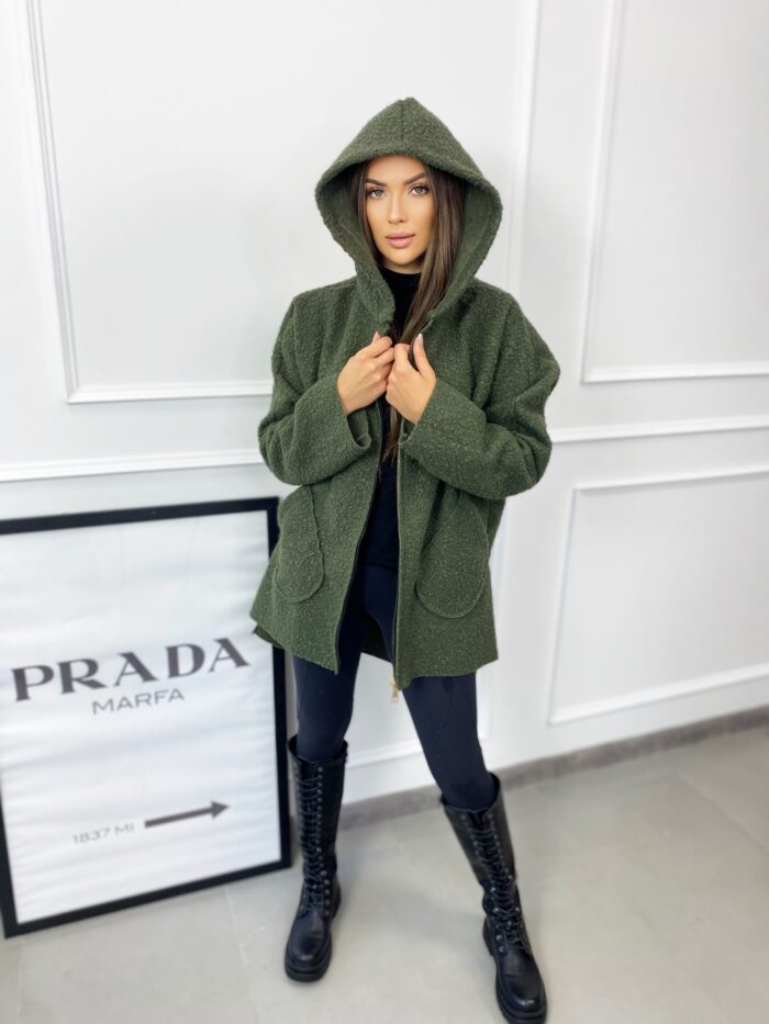 Bluza Kurtka z Bukli Oversize Khaki