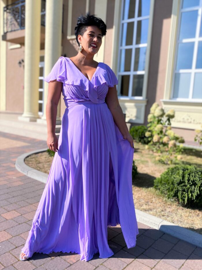 Sukienka Cyprus Maxi z Rozcięciem Lilac