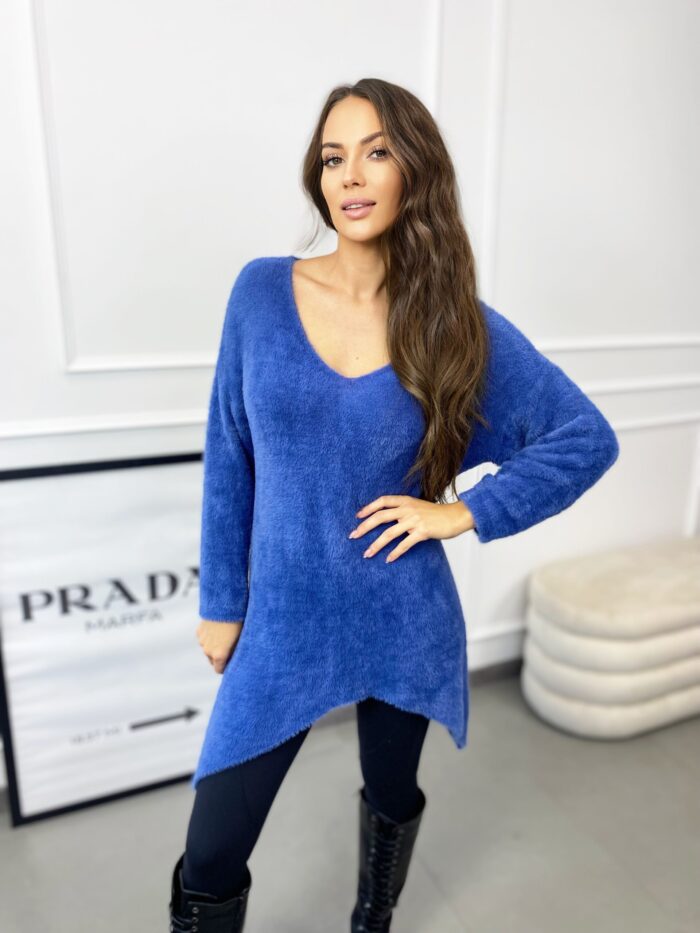 Sweter Alpaka Asymetryczny Erica Jeansowy