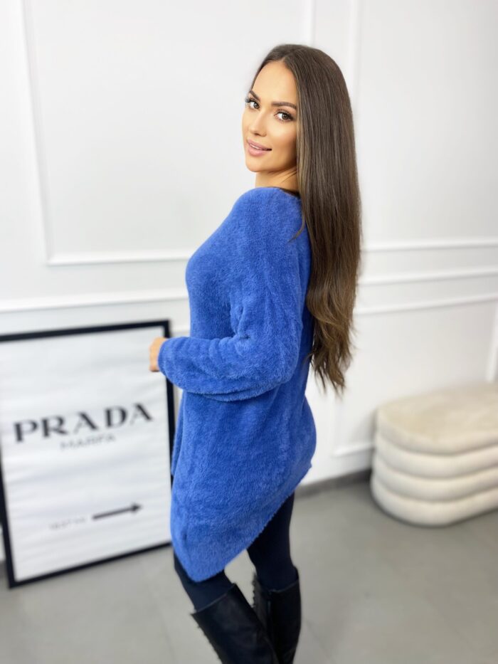 Sweter Alpaka Asymetryczny Erica Jeansowy - obrazek 5