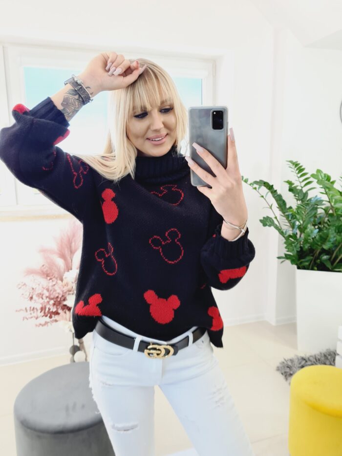 Sweter Mickey Mouse z Golfem Czarny - obrazek 2