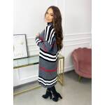 Kardigan Maxi W Pasy Burrbery Ciemno Szary - obrazek 5