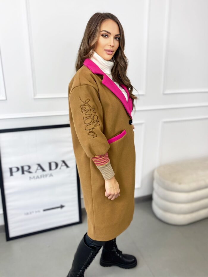 Płaszcz Damski Mon Amour Elegancki Karmelowy - obrazek 3