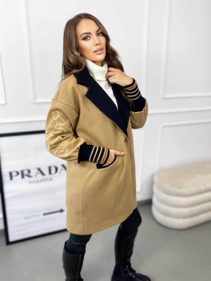 Płaszcz Damski Mon Amour Elegancki Beżowy - obrazek 4