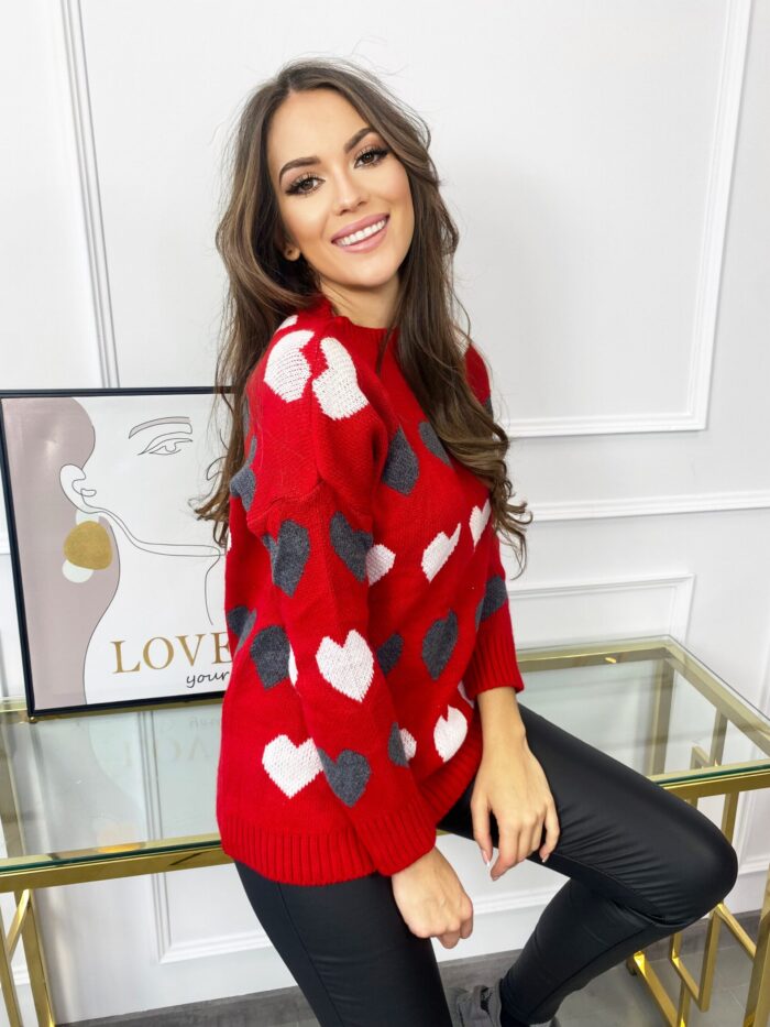 Sweter w Serca Czerwony - obrazek 2