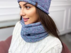 Komplet Zimowy Czapka + Komin Tuba Turkus KM12