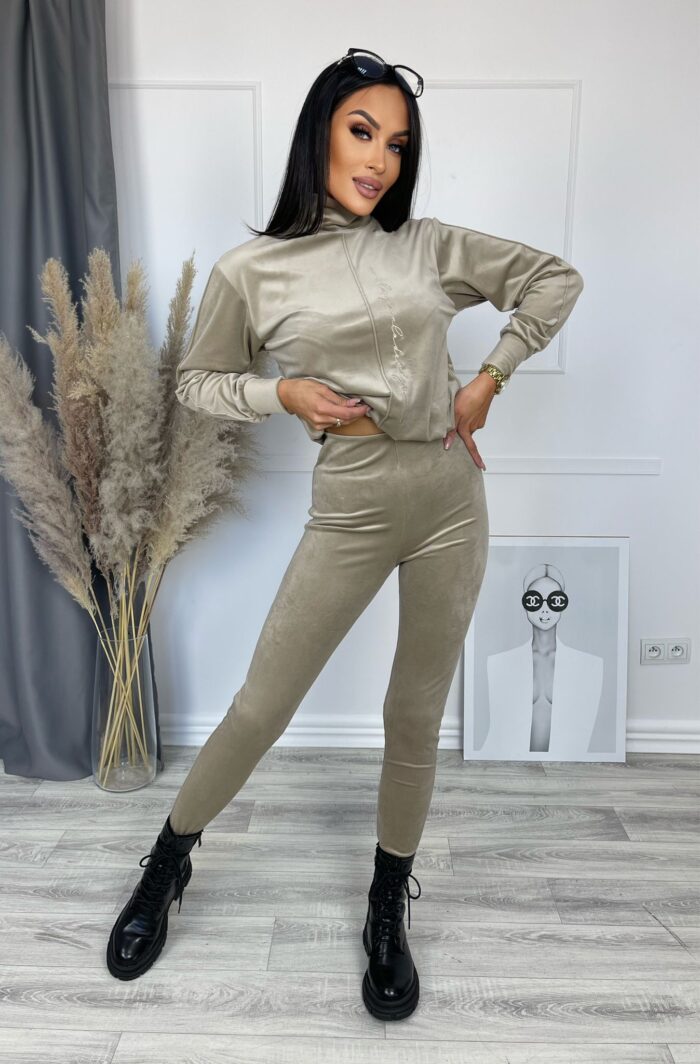 Komplet Welurowy La Perla Miss City Beżowy
