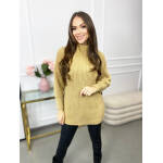 Sweter Tunika z Golfem Palmare Karmelowy