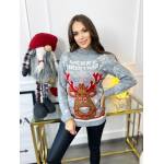 Sweter Świąteczny Merry Christmas Jasno Szary