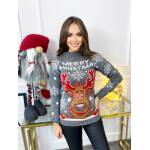 Sweter Świąteczny Merry Christmas Ciemno Szary