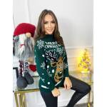 Sweter Świąteczny Merry Christmas Butelkowa Zieleń - obrazek 4