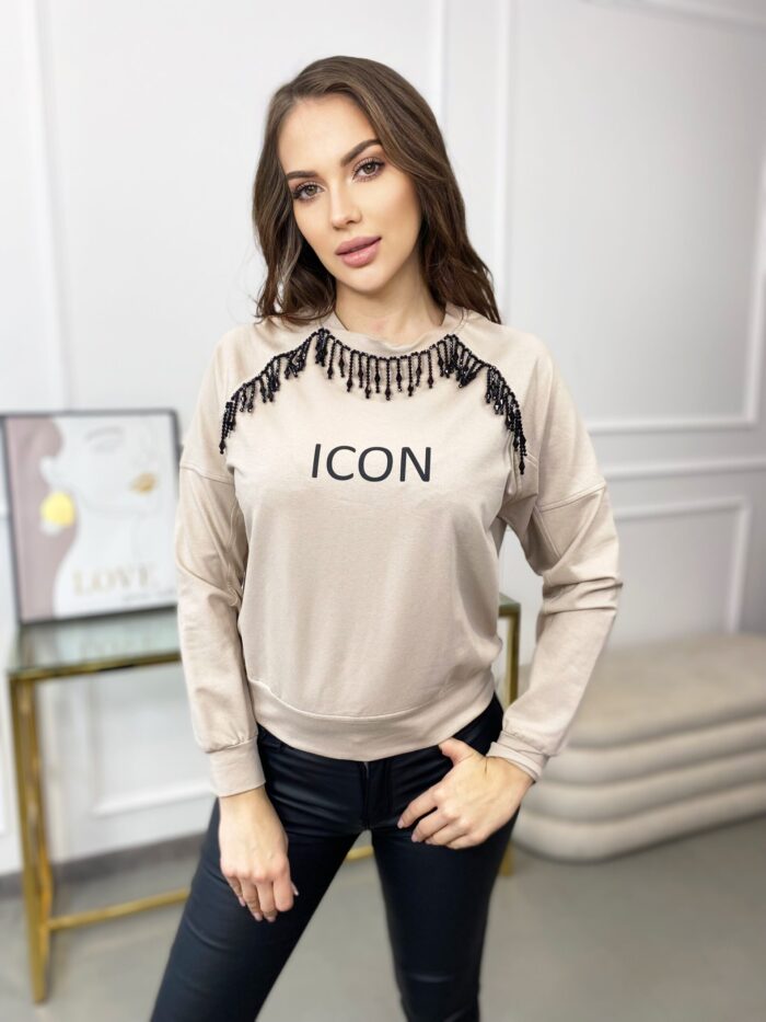 Bluza Icon z Frędzlami Beżowa
