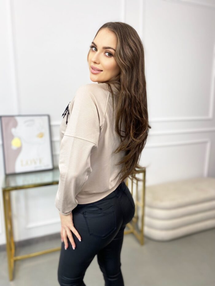 Bluza Icon z Frędzlami Beżowa - obrazek 4