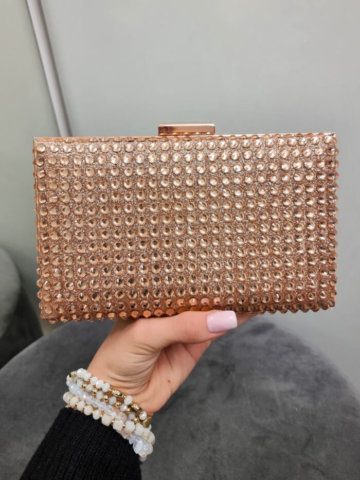 Torebka Wieczorowa Rose Gold Prostokątna Dwustronna