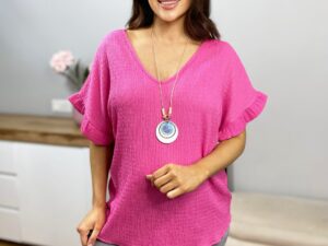 Bluzka Elegancka Z Łańcuszkiem Fuksja Marielle