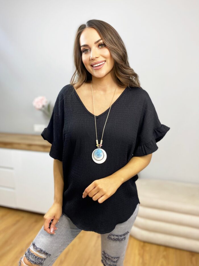 Bluzka Elegancka Z Łańcuszkiem Czarna Marielle