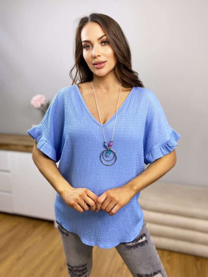 Bluzka Elegancka Z Łańcuszkiem Błękitna Marielle