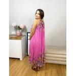 Sukienka Maxi Plisowana Print Kwiaty Paradise Fuksja - obrazek 2
