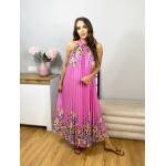 Sukienka Maxi Plisowana Print Kwiaty Paradise Fuksja - obrazek 3