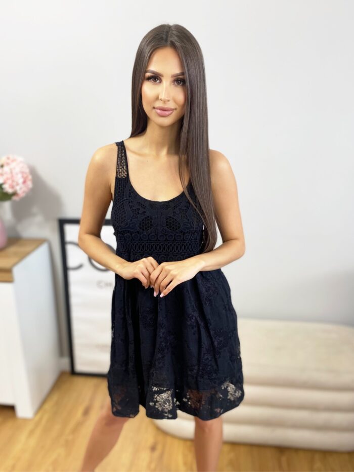 Sukienka Koronkowa Leantara Boho Czarna - obrazek 3