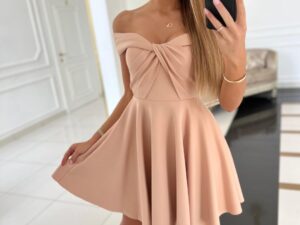 Sukienka Krótka Hiszpanka Rozkloszowana Beżowa Venezuela<span> - </span>38/M